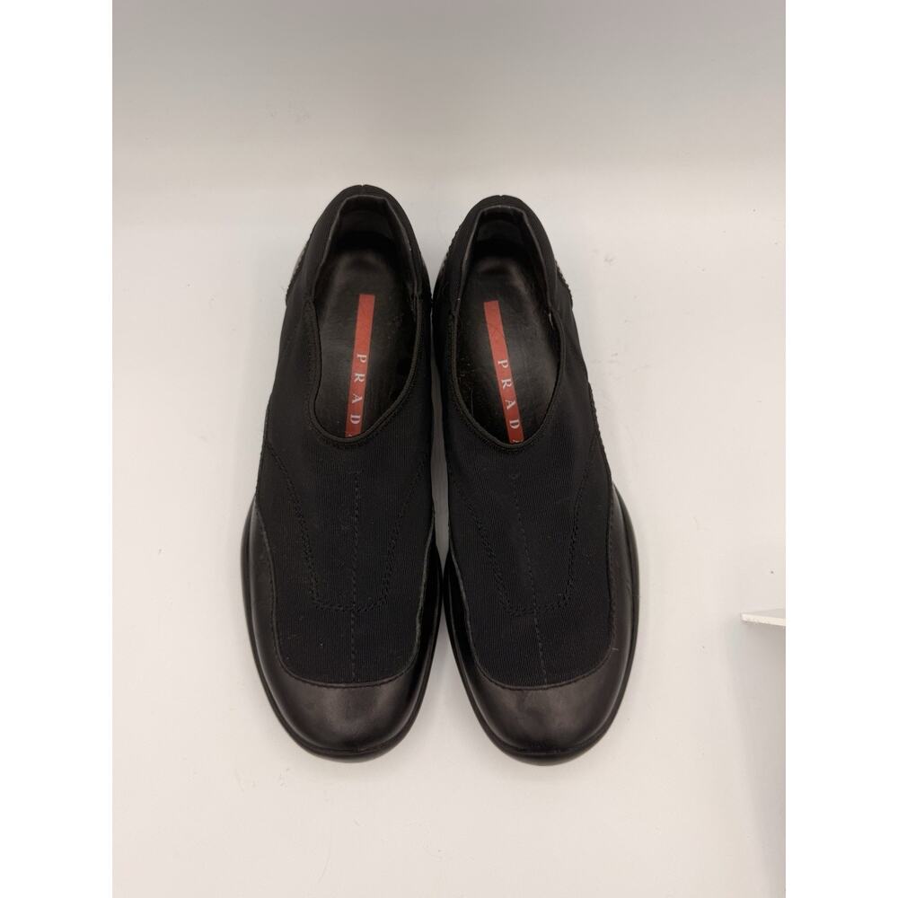 Prada Stretch-knit Leather Slip-on Sneakers Black EU 37.5 US 7.5 - Picture 6 of 9